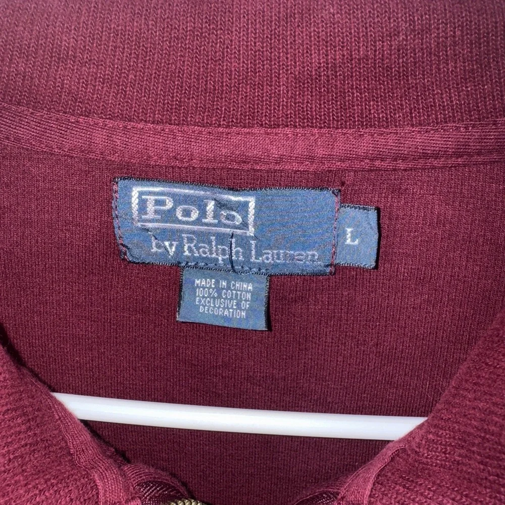 Vintage Polo Ralph Lauren 1/4 Zip Pullover Sweater Maroon With Brown Pony Large